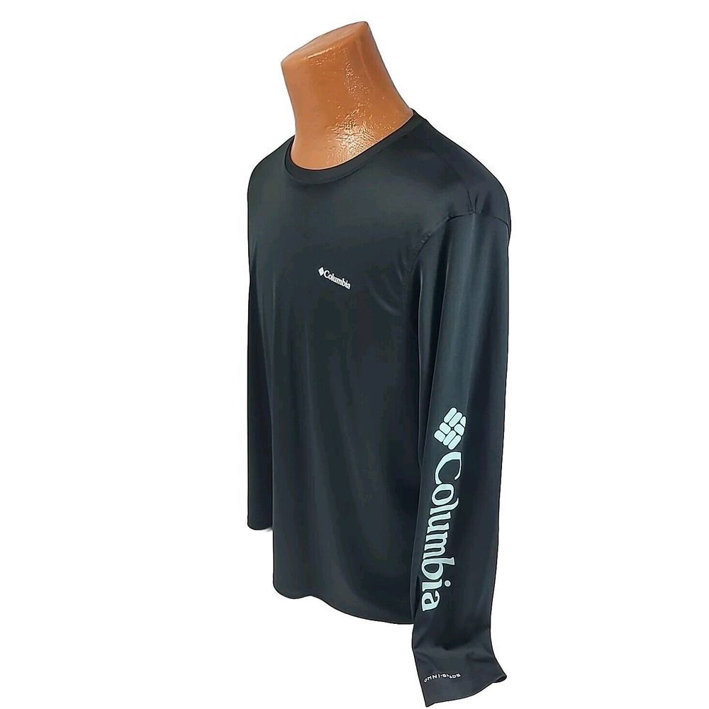 Columbia Omni Shade Sun Shirt Men's 2XL Stretch T Shirt Long Sleeve Spell out